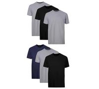 Hanes Men's Crew Tee Undershirts - Stay-Tucked Soft Cotton, Moisture-Wicking - 6 Pack S (Black/Gray)