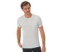 Hanes Men's Perfect Flex Crewneck Tee, 1-Pack, Stay Tucked Undershirt, Slim Fit Tight on Arms, White & Black, Large