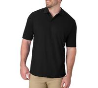 Hanes Men's Pique Short Sleeve Shirt, Three-Button Midweight Polo, Black, Large
