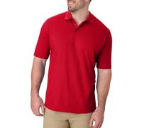 Hanes Men's Pique Short Sleeve Shirt, Three-Button Midweight Polo, Deep Red, Medium