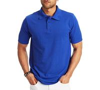 Hanes Men's Pique Short Sleeve Shirt, Three-Button Midweight Polo, Deep Royal, 3XL