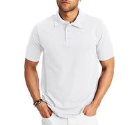 Hanes Men's Pique Short Sleeve Shirt, Three-Button Midweight Polo, White, 3XL