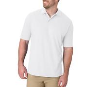 Hanes Men's Pique Short Sleeve Shirt, Three-Button Midweight Polo, White, S