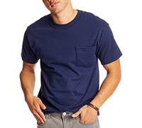 Hanes Mens T-Shirt Beefy-T with Pocket - Short Sleeve - Blue
