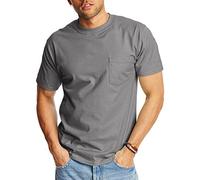 Hanes Mens Short Sleeve Beefy-t with Pocket Short Sleeve T-Shirt - Gray -