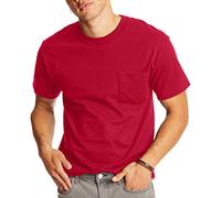 Hanes Mens Short Sleeve Beefy-t with Pocket Short Sleeve T-Shirt - red -