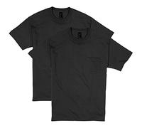 Hanes Men's Short Sleeve Pocket Tee Value Pack (Available in 1 Or 2 Pack), Black (2 Pack), XL