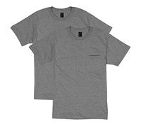 Hanes Men's Beefy, Heavyweight Cotton Pocket Tee, Full-Cut T-Shirt, 1, Charcoal Heather (2 Pack), XXL (Pack of 2)