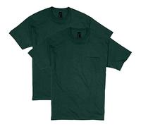 Hanes Men's Short Sleeve Pocket Tee Value Pack (Available in 1 Or 2 Pack), Deep Forest (2 Pack), Medium