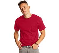Hanes Men's Short Sleeve Pocket Tee Value Pack (Available in 1 Or 2 Pack), Deep Red (2 Pack), Large
