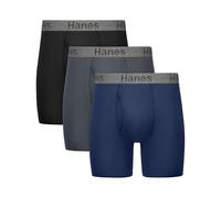 Hanes mens Stay Dry Pouch Boxer Briefs, Performance Stretch Boxer Brief With Leak Protection, 3-pack, Black, Grey, Navy Blue, XXL