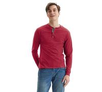 Hanes Men's Beefy Long Sleeve Three-Button Henley Shirt, Burnt Brick, XXL