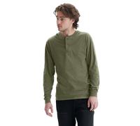Hanes Men's T Beefyt Henley Cotton Long Sleeve Shirts, Camouflage Green HTR, Large