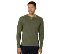 Hanes Men's T Beefyt Henley Cotton Long Sleeve Shirts, Camouflage Green HTR, Medium