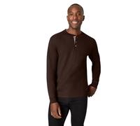 Hanes Men's T Beefyt Henley Cotton Long Sleeve Shirts, Dark Truffle, XXL