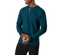 Hanes Men's T Beefyt Henley Cotton Long Sleeve Shirts, Petro Teal, XXL