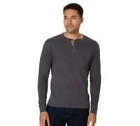 Hanes Men's T Beefyt Henley Cotton Long Sleeve Shirts, Slate Heather, XL
