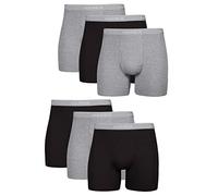Hanes Men's Tagless Boxer Briefs, 6 Pack, Dyed, Black/Grey, S