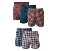 Hanes Mens Tagless Boxer with Exposed Waistband Multi-Packs, 5 Pack - Assorted Plaid, Small