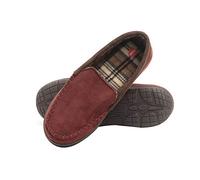 Hanes Men's Textured Moccasin Slipper, Burgundy, Large UK
