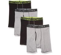 Hanes Men's Ultimate Sport X-Temp Comfort Boxer Briefs, Black/Grey 4-Pack, S (Pack of 4)