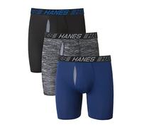 Hanes Men's Boxer Briefs X-Temp Total Support Pouch – Anti-Chafing, Moisture-Wicking, L 3-Pack