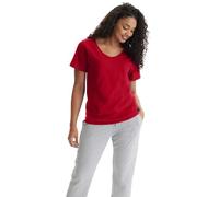 Hanes Nano-T Women`s V-Neck T-Shirt, S04V, S, Deep Red