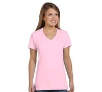 Hanes Nano-T Women`s V-Neck T-Shirt, S04V, XXL, Pale Pink