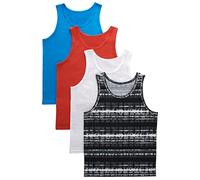 Hanes Originals Boys Tank Undershirts, Moisture Wicking Cotton Stretch, Assorted 4-Pack, Assorted, S