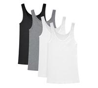 Hanes Originals Pack, Soft Cotton Rib Tank Tops for Women, 4-Pack, White/White/Black/Concrete, M