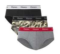 Hanes Men's Originals Stretch Cotton Briefs Pack, Moisture-Wicking Underwear, 3-Pack, Black/Concrete Heather/Camo, M (Pack of 3)
