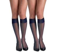 Hanes Silk Reflections Women's Knee High Reinforce Toe 2 Pack, Class Navy, One Size
