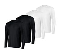 Hanes Sport Men's Long-Sleeve T-Shirt Pack, Cool DRI Moisture-Wicking Performance T-Shirts, Performance Tee, 2-Pack, Black/White - 4 Pack, Medium