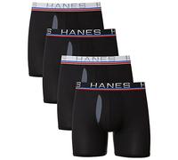 Hanes Sport Men's Total Support Pouch X-Temp Cooling Boxer Briefs, 4-Pack, Black, Medium