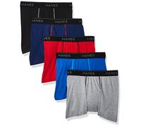 Hanes Ultimate Boys 5-Pack Boxer Briefs, Blue/Red/Black Assorted, Medium