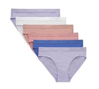 Hanes Ultimate Girls' Supersoft Bikini Briefs & Hipsters, Bikini - Purple/White/Peach 6-pack, 10