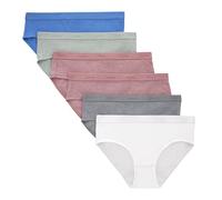 Hanes Ultimate Girls' Supersoft Bikini Briefs & Hipsters, Hipster -Blue/Rose/White 6-pack, 8