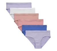 Hanes Ultimate Girls' Supersoft Bikini Briefs & Hipsters, Hipster - Purple/White/Peach 6-pack, 10