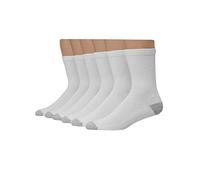 Hanes Ultimate Men's 6-Pack X-Temp Crew Socks, White/Gray Heel Toe, 10-13 (Shoe Size 6-12)