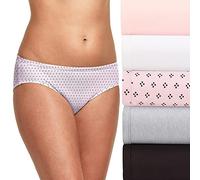 Hanes Ultimate Women's 5-Pack ComfortSoft Stretch Hipster Panty, Ballerina Slipper Heather, White, Quad Dots, Concrete Heather, Black, 6