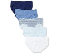 Hanes Ultimate Women's 5-Pack ComfortSoft Stretch Hipster Panty, White, Blue Bing Heather, Blue Heritage, Stripe Print, Magical Blue, Coil Blue, 8