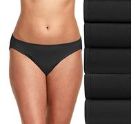 Hanes Ultimate Women's 5-Pack Ultimate ComfortSoft Stretch Bikini Panty, Black, Black, Black, Black, Black, 6