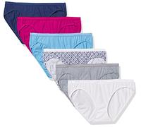 Hanes Ultimate Women's 6-Pack Breathable Cotton Bikini Panty, Swiss Blue, White, Concrete PE Heather, Fresh Berry, Navy Eclipse, Crochet Boho Print, 10