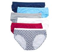 Hanes Ultimate Women's 6-Pack Breathable Cotton Hipster Panty, Swiss Blue, White, Concrete PE Heather, Fresh Berry, Navy Eclipse, Crochet Boho Print, 6