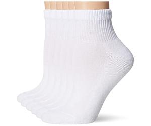 Hanes Ultimate Women's 6-Pack Comfort Toe Seamed Ankle Socks, White, 9-May