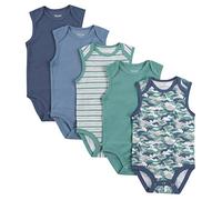 Hanes unisex-baby Bodysuits, Ultimate Flexy Sleeveless for Boys & Girls, 5-pack, Dusty Blue/Green, 0-6 Months