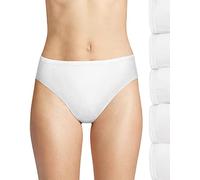 Hanes Women's 6-pack Breathable Cotton Hi-cut Panty Briefs, White, White, White, White, White, White, L UK