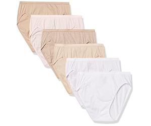 Hanes Womens 6-Pack Breathable Cotton Hi-Cut Panty, Soft Taupe, White, Nude, Light Buff, Nude Heather, Sugar Flower Sweet Dot, 8