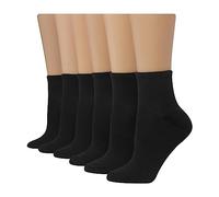 Hanes Women's 6-Pack Sport Cool Comfort Ankle Casual Sock, Black, 5-9 (Pack of 6)