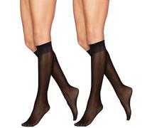 Hanes Women's Alive Full Support Sheer Toe Knee-high Stockings Hosiery, 30 den, Jet, One Size (Pack of 2)
